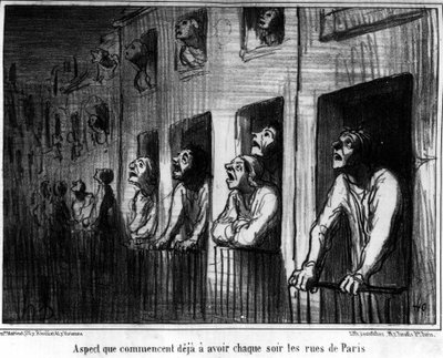Aspect That the Streets of Paris Are Already Beginning to Have Every Night, Caricature About the Comet of 1857 by Honore Daumier. Charivari by Honoré Daumier
