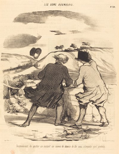Inconvenience of Leaving...a Train Convoy... by Honoré Daumier