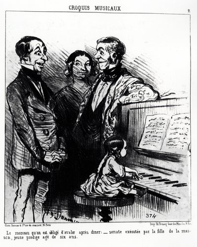 Musical Sketches: The Song You Are Forced to Swallow After Dinner: Sonata Executed by the Daughter of the House, a Young Prodigy Age Six (Illustration by Honore Daumier, published in Charivari, 11 February 1852) by Honoré Daumier