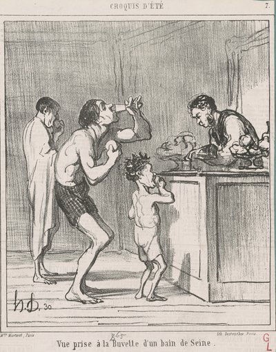 View taken at the refreshment bar of a bath by Honoré Daumier