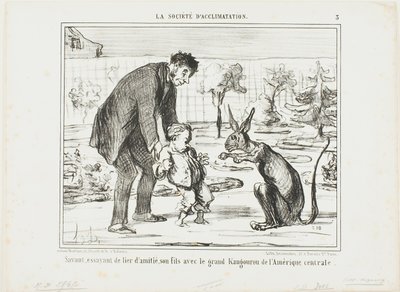 A Scientist Trying to Befriend His Son with a Great Kangaroo from Central America, plate 3 from La Société D