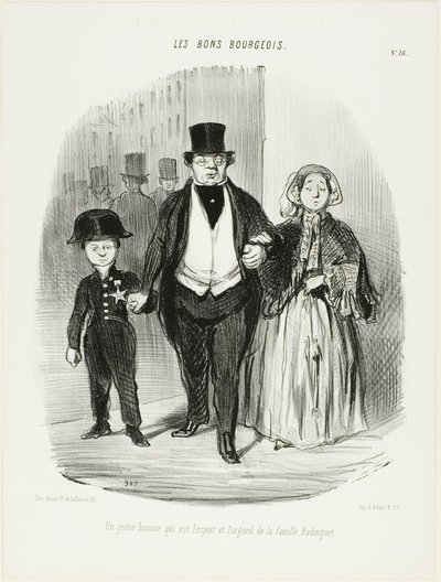 A Young Man Who is the Pride and Hope of the Badinguet Family, Plate 16 from Les Bons Bourgeois by Honoré Victorin Daumier