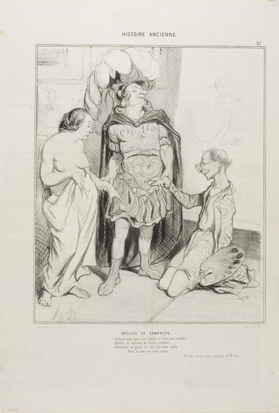 Apelles and Campaste, from Art and the Antique, a poetic essay by M. Cavé, plate 36(37) by Honoré Victorin Daumier
