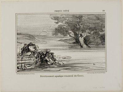 Aquatic Fun Borrowed from the Old Greeks, Plate 20 from Summer Sketches by Honoré Victorin Daumier