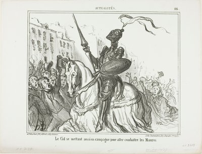 El Cid also takes to the field to fight against the Moors, plate 116 from Actualités by Honoré Victorin Daumier