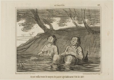 Having finally found the solution to spend the summer of 1857 in a pleasant way, plate 429 from Actualités by Honoré Victorin Daumier
