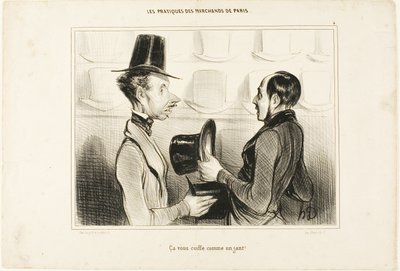 "It fits you like a glove!", plate 34 from Types Parisiens by Honoré Victorin Daumier