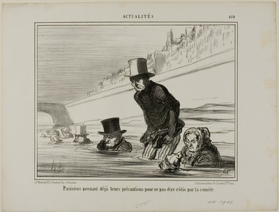 Parisians already taking their precautions to avoid being roasted by the comet, plate 410 from Actualités by Honoré Victorin Daumier