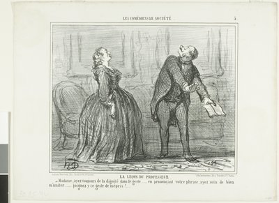 The Lesson of the Professor, plate five from Les Comédiens de Société by Honoré Victorin Daumier