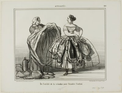 The Usefulness of the Crinoline When Cheating the Customs, Plate 414 from Actualités by Honoré Victorin Daumier