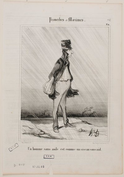 A man without refuge is like a bird without a nest. by Honoré Daumier