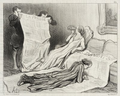 Subscribers Receiving Their Newspaper... by Honoré Daumier