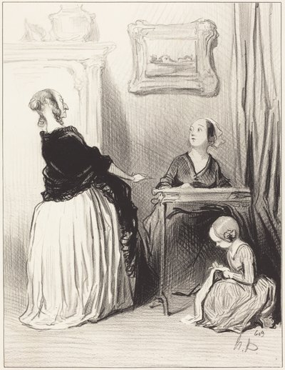 Ah!... what a peculiar education you give to your daughter?... by Honoré Daumier