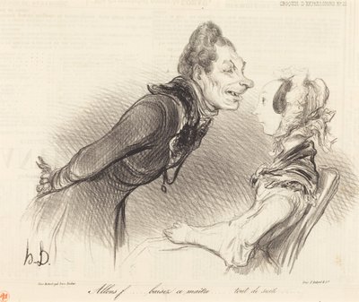 Come on... kiss this master... right away... by Honoré Daumier