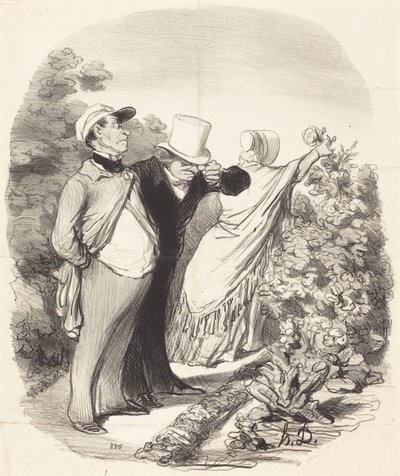 Well!... there she is picking a rose... by Honoré Daumier