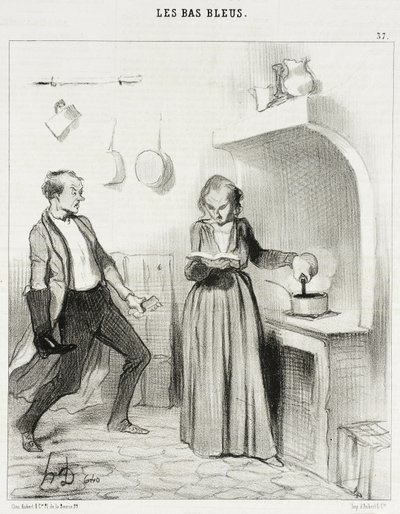 Allons bon!...there she is...pouring shoe polish into my chocolate!... by Honoré Daumier