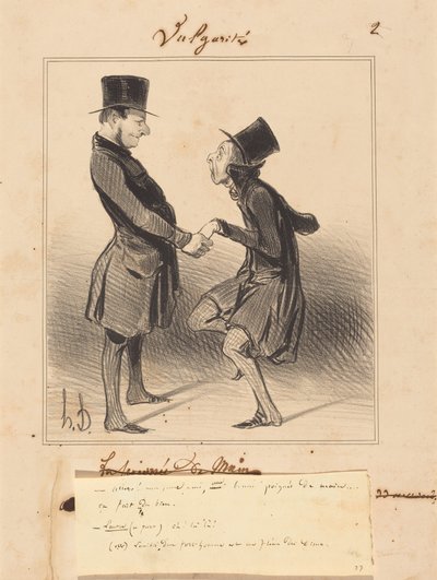 Come on! my young friend, a good handshake... by Honoré Daumier