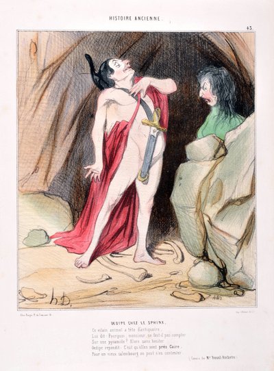 Artwork by Honore Daumier (1808-1879). Ancient history Oedipus in the Sphinx. LIBRARY OF THE ALCAZAR, MARSEILLE by Honoré Daumier