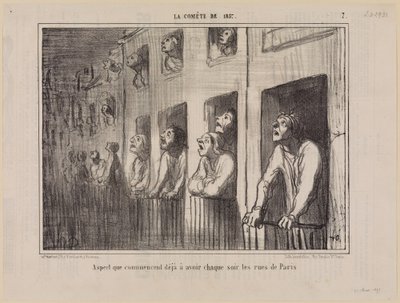 The Streets of Paris Already Begin to Look Like This Every Evening (The Comet of 1857, Plate 7) by Honoré Daumier
