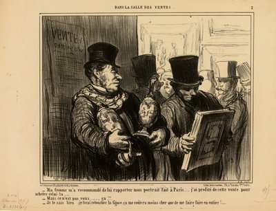 In the Auction Room No. 2: My wife asked me to bring her my portrait... by Honoré Daumier