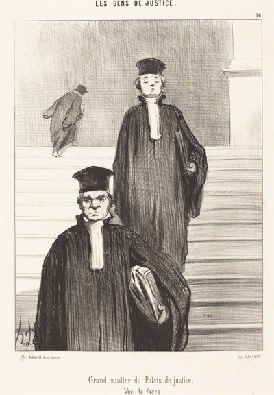 Grand Staircase of the Palace of Justice. Front View by Honoré Daumier