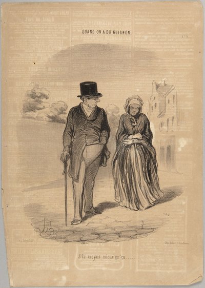 I Thought She Was Better Than That, number 9 from the series When You Have Bad Luck from Le Charivari by Honoré Daumier
