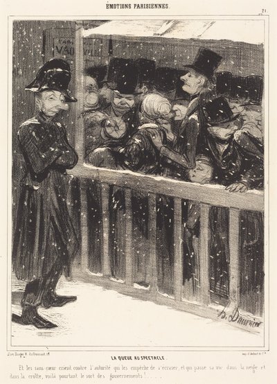 The Queue at the Show by Honoré Daumier