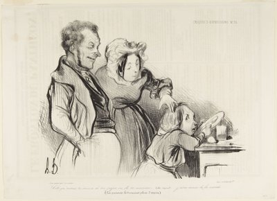 Lolo, who do you like best, daddy or mommy? by Honoré Daumier