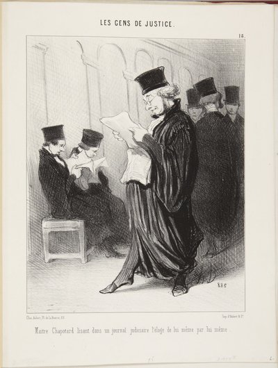 Master Chapotard Reading in a Judicial Newspaper the Praise of Himself by Himself by Honoré Daumier
