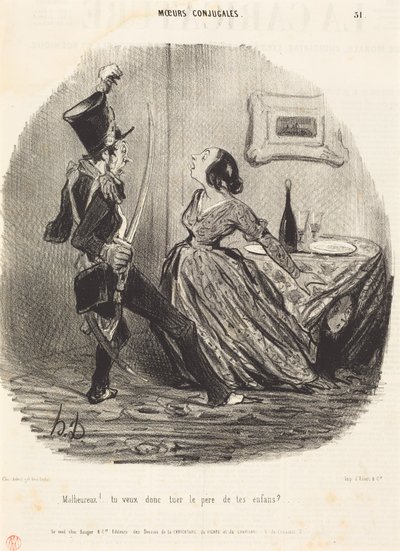 Unhappy man! So you want to kill the father of your children? by Honoré Daumier