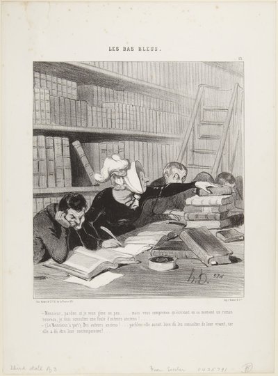 Monsieur, pardon if I disturb you a little ..., number 13 from Les Bas-Bleus by Honoré Daumier