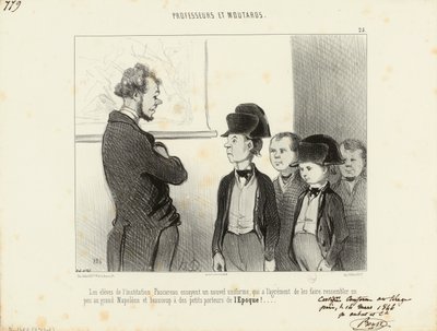 Teachers and Brats. The pupils of the Pascareau institution try out a new uniform... 25. by Honoré Daumier