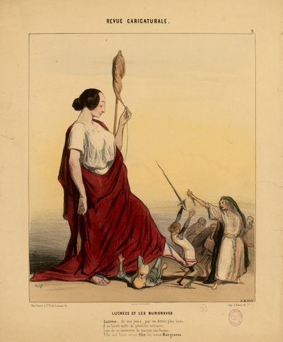 Caricatural Review No. 9: Lucretia and the Burgraves. Lucretia nowadays, through a happier fate... by Honoré Daumier