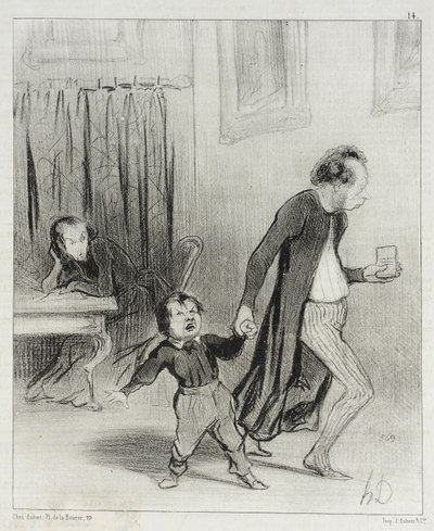 Satanic child prank...let me compose my ode in peace... by Honoré Daumier