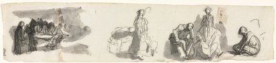 Sheet of Studies with a Group of Four Figures to the Right (recto) by Honoré Daumier