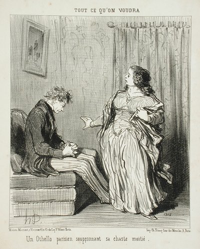 A Parisian Othello Suspecting His Chaste Half by Honoré Daumier