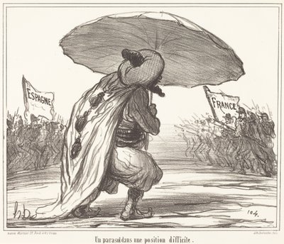 A Parasol in a Difficult Position by Honoré Daumier