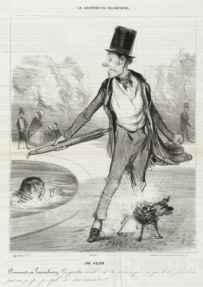An Hour - Walk in the Luxembourg by Honoré Daumier