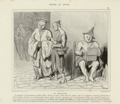 Journey to China No. 21: The Beggars. Begging is formally prohibited in Beijing... by Honoré Daumier