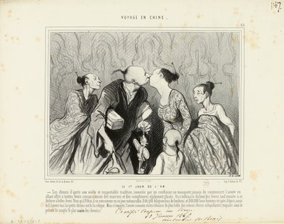 Voyage to China No. 25: The 1st Day of the Year. - The Chinese According to an Old and Respectable Tradition... by Honoré Daumier