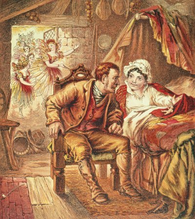 The Birth of Tom Thumb, illustration from Our Nurses Picture Book, engraved by Kronheim & Co., 1869 by Horace Petherick