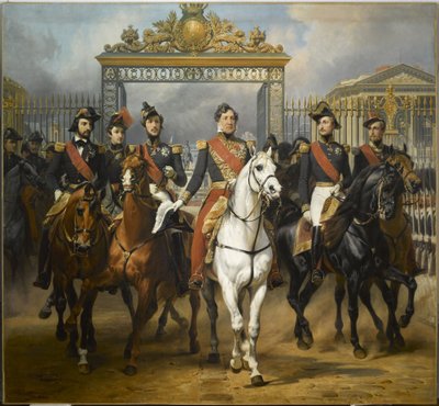 King Louis-Philippe Surrounded by His Five Sons Exiting the Honor Gate of the Palace of Versailles After Reviewing the Military, June 10, 1837 by Horace Vernet