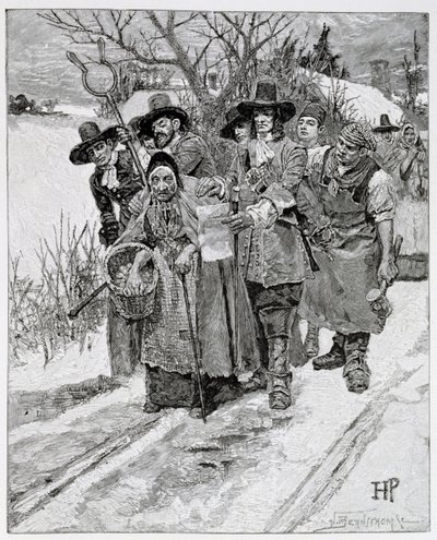 Arresting a Witch, engraved by J. Bernstrom, illustration from 