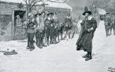 The Puritan Governor Interrupting the Christmas Sports, Engraved by J. Bernstrom, Illustration from 
