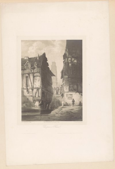 View of Houses and the Cathedral in Rouen (Fragments of Landscapes) by Hubert Clerget