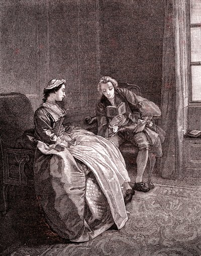 A Gentleman Reading in 18th Century by Hubert Francois Gravelot