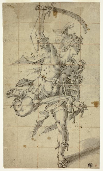 Male Warrior Running with Drawn Sword by Hubert Gerhard