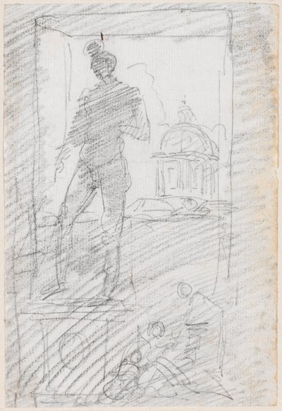 Statue of a Nude before a Window View by Hubert Robert