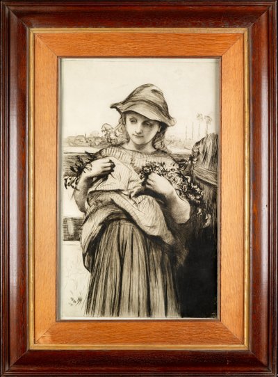 A Girl with Flowers by Hubert von Herkomer