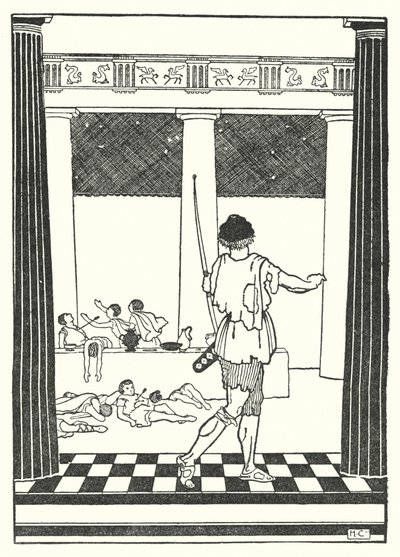 Odysseus killing the suitors of Penelope by Hugh Chesterman